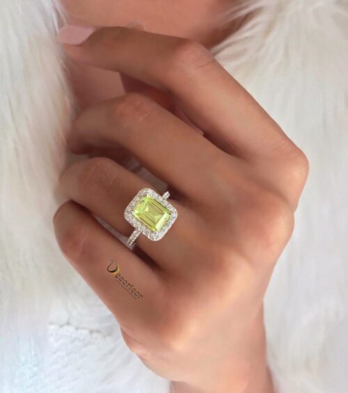 yellow emerald cut ring R798