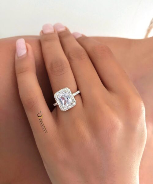 Silver Emerald Cut ring R798