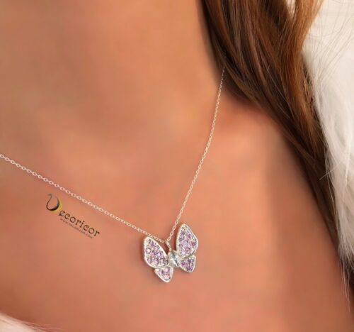 Silver butterfly necklace N764