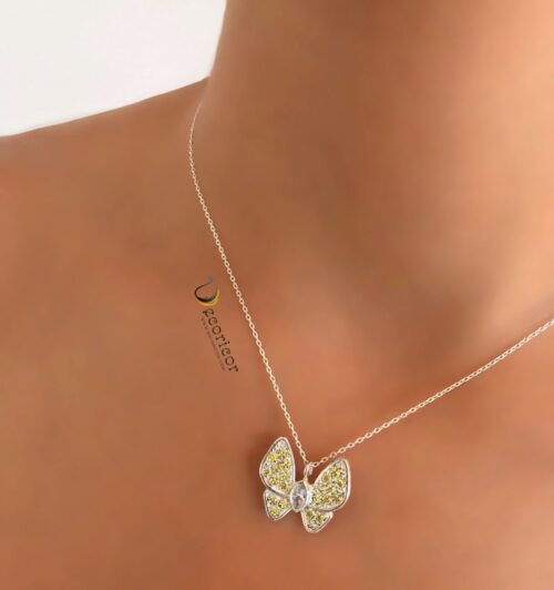 Sterling silver butterfly necklace N764 yellow