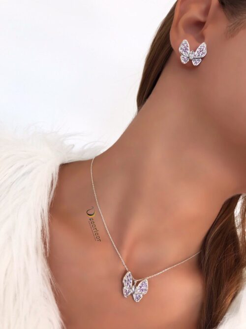 butterfly necklace N764 with earrings set