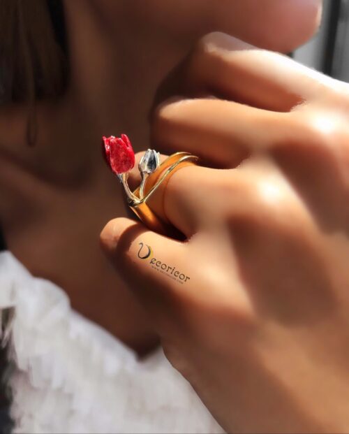 silver tulip ring R1107