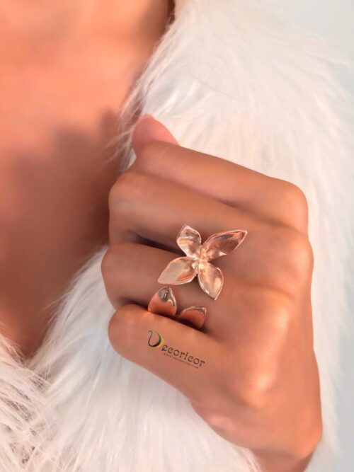 Sterling silver flower ring R548b rose gold