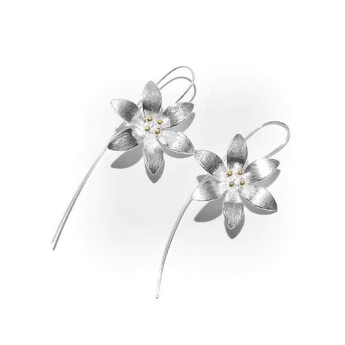 Sterling silver lotus earrings E342