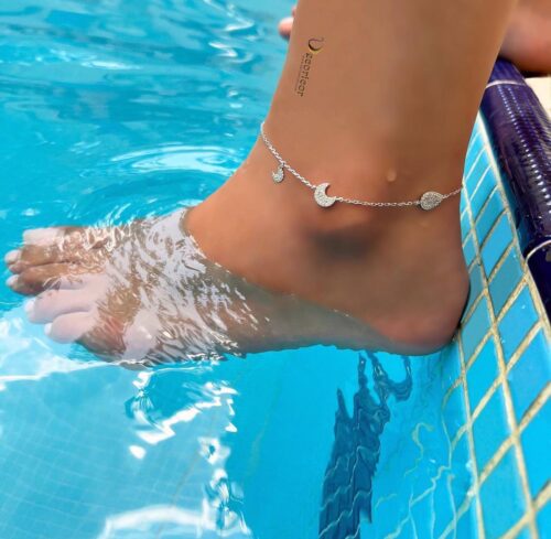 Sterling silver moon anklet P157