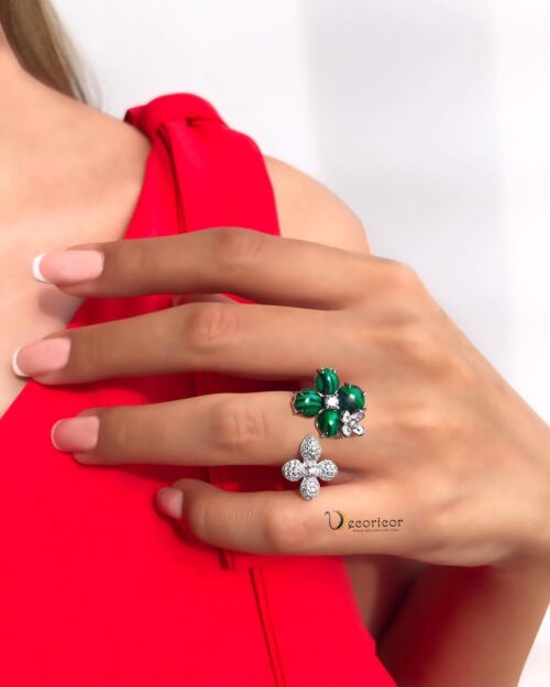 Sterling silver green malachite ring R1200