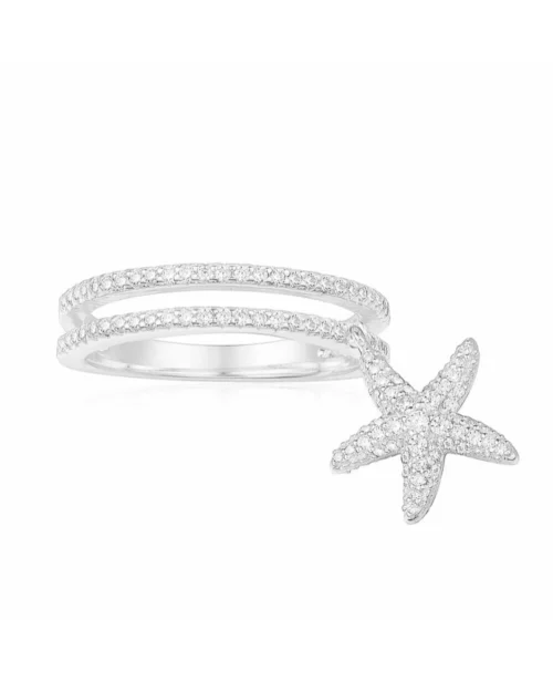 silver starfish ear-clips earrings