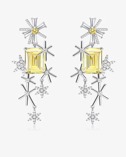 Yellow citrine silver earrings sterling silver