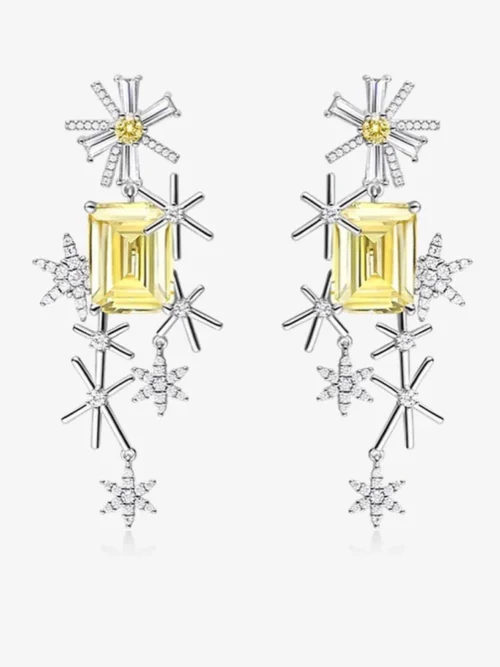 Yellow citrine silver earrings sterling silver