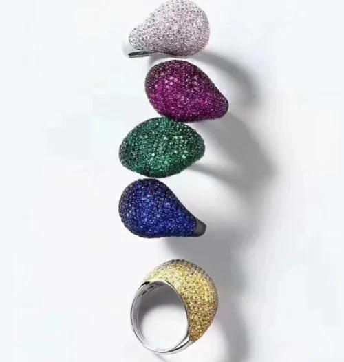 Silver colorful zirconia ring