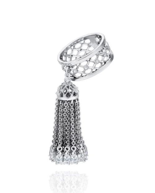 Silver tassel chain ring