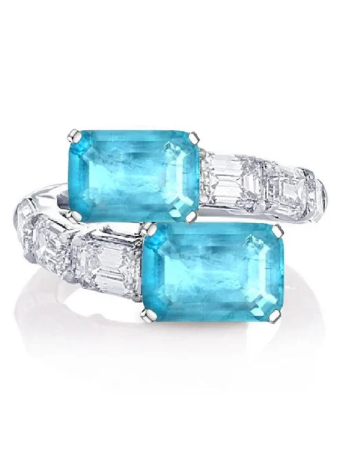 Silver ring Paraiba tourmaline stones R1256