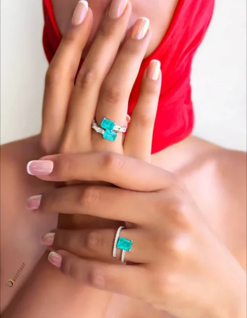 Paraiba tourmaline sterling silver rings