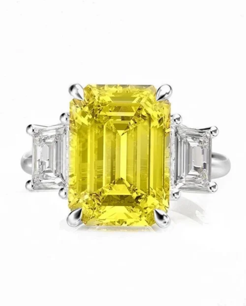 Natural citrine silver ring yellow stone