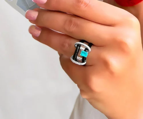 Silver ring with Paraiba tourmaline