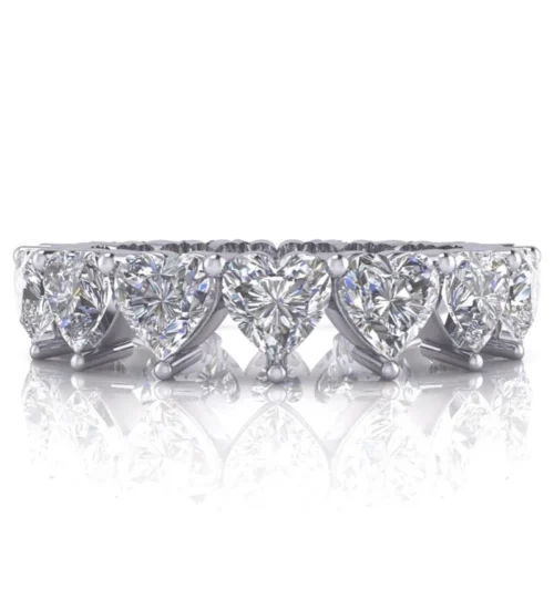 silver heart-cut eternity ring