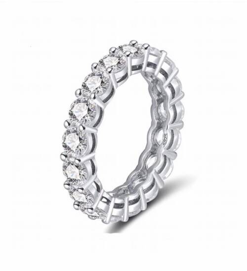 silver round-cut eternity ring