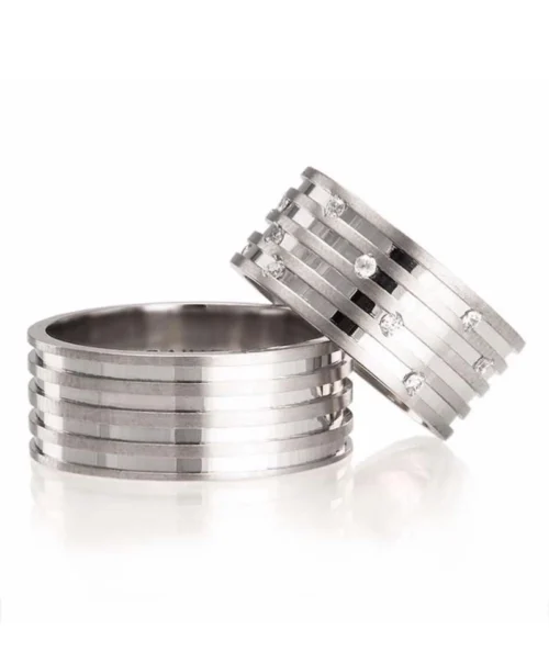 Silver wedding rings set