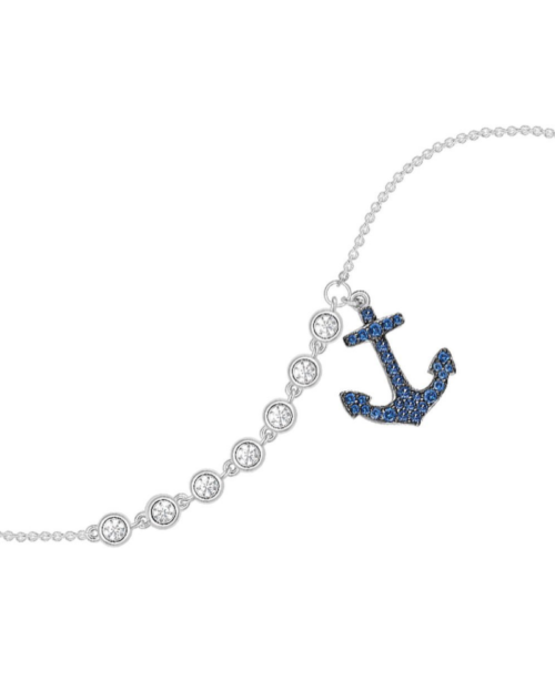 silver blue anchor anklet